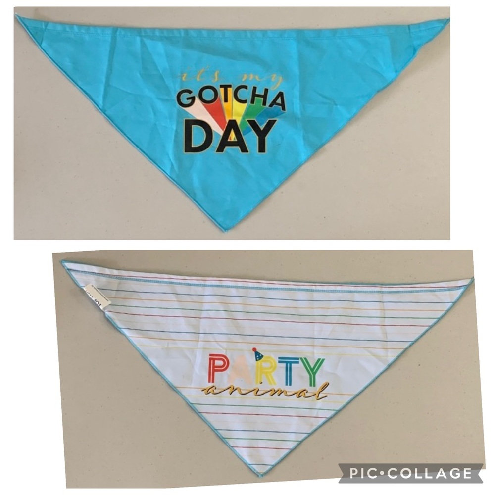 TOP PAW Gotcha Day Reversible Dog Bandanna Party Animal Birthday S/M Blue Red